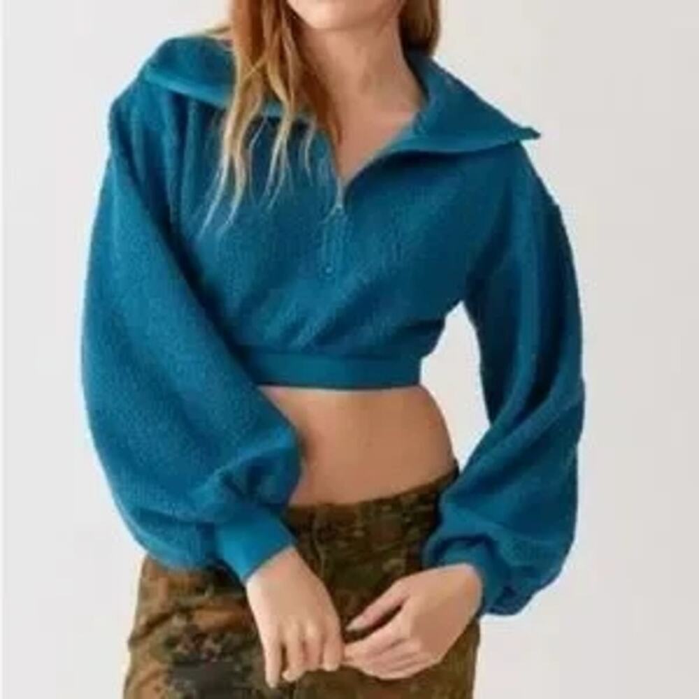 BDG Urban Outfitters New Leaf Quarter Zip Cropped Sweater‎ Large Grunge